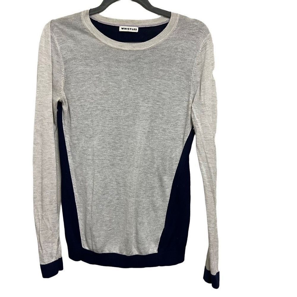 WHISTLES White & Blue Color Block Sweater Size 6 Medium